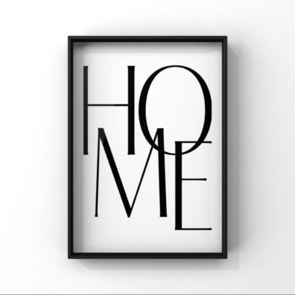 Modern minimalist HOME text art print for decor